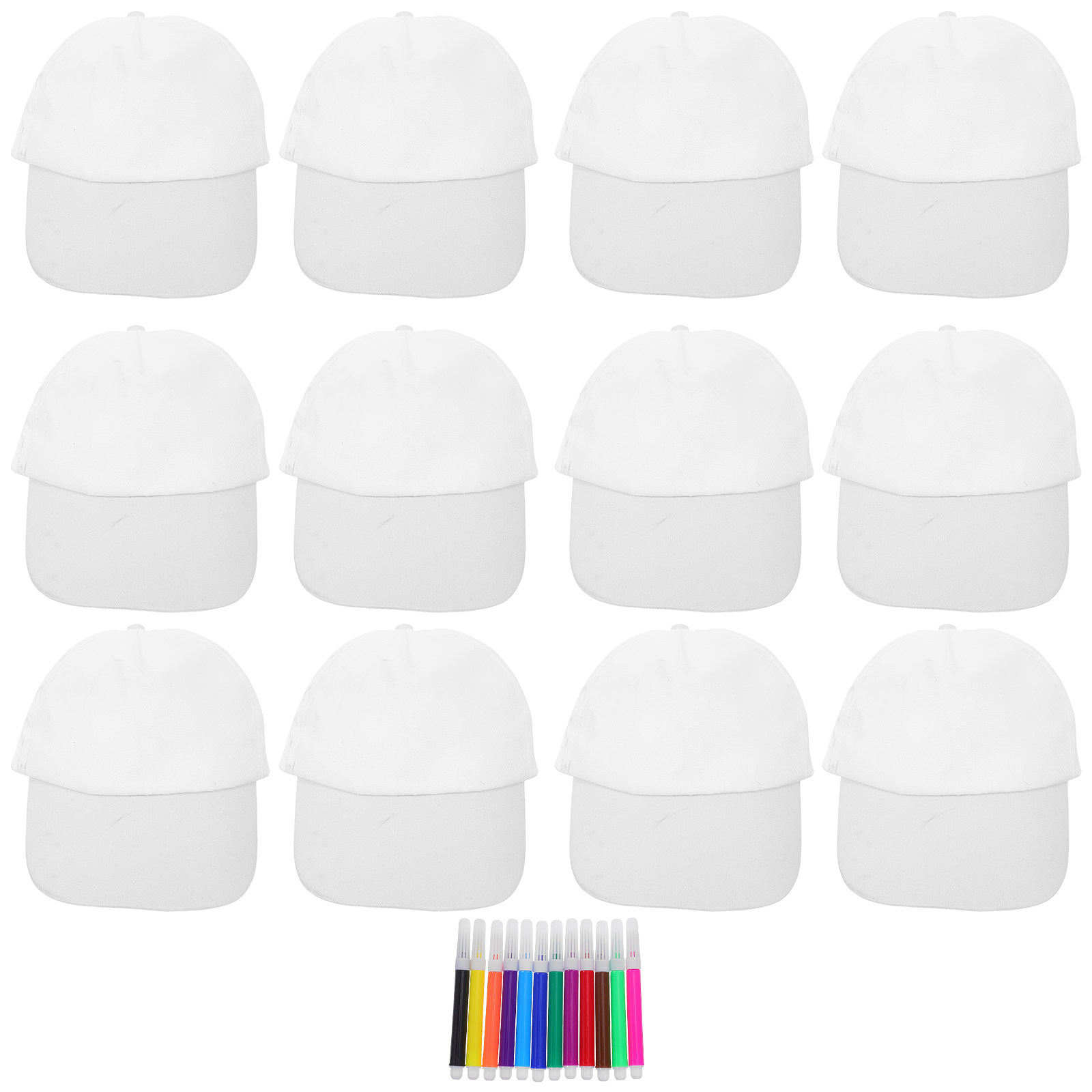 Art Craft Activities - 1Set Kids Baseball Cap Plain White