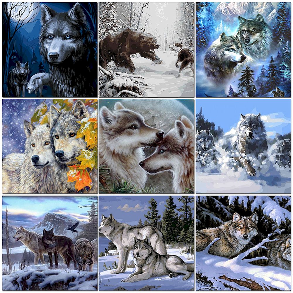 Art And Craft Numbers - Painting By Numbers Wolf Oil Pictures