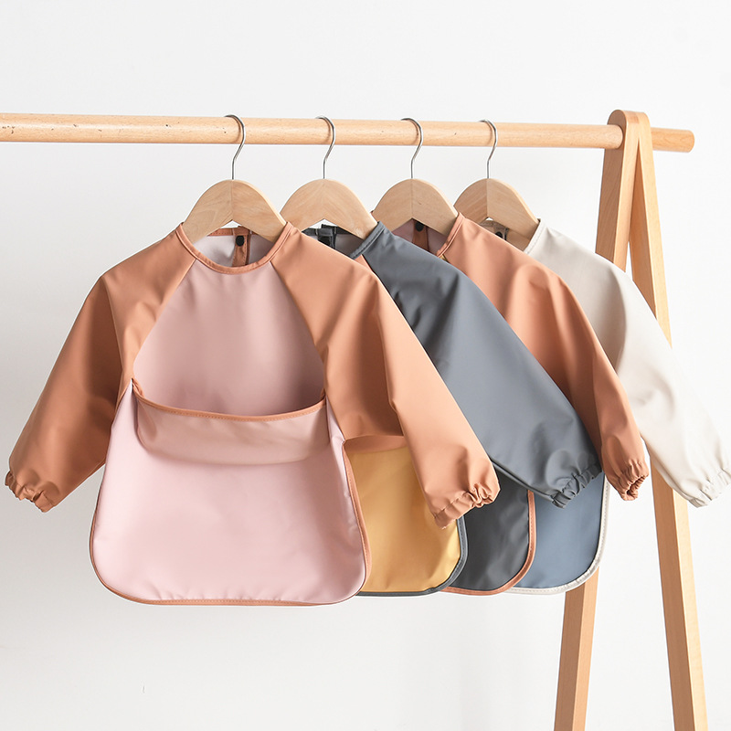 Kids Baby Long Sleeved PU Bibs - Art Craft Toddlers ulasan dan harga