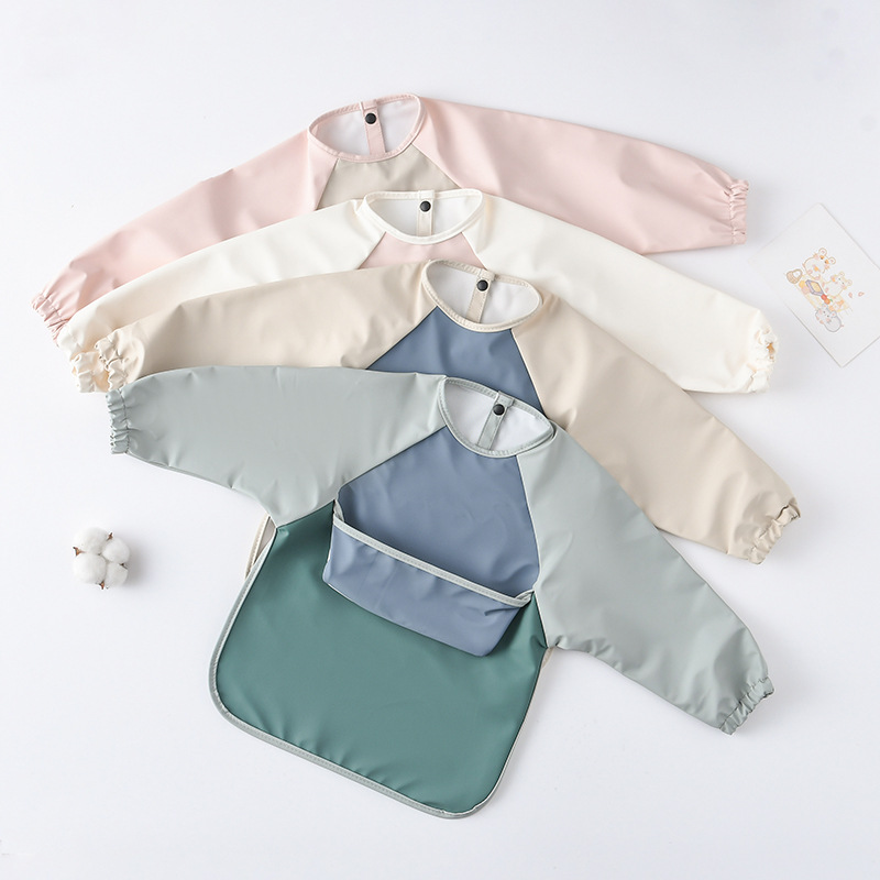 Kids Baby Long Sleeved PU Bibs - Art Craft Toddlers ulasan dan harga