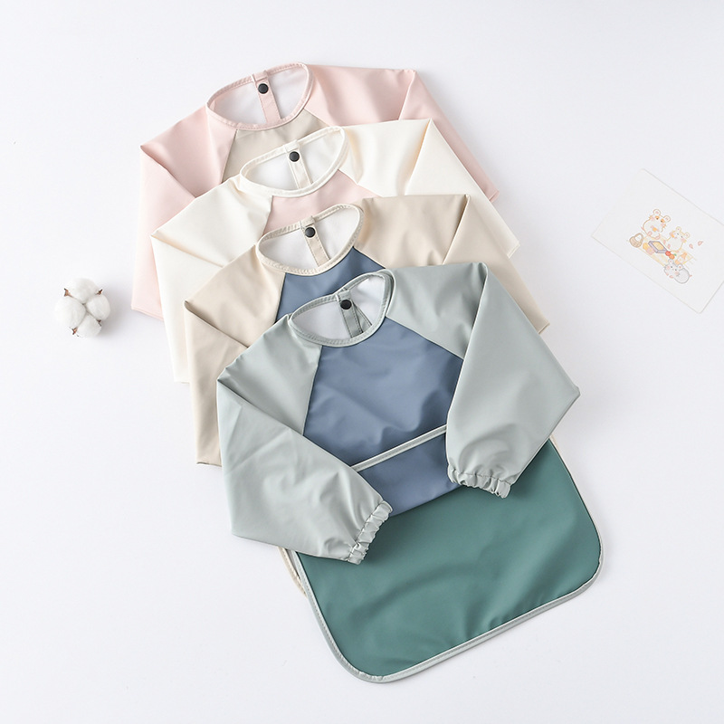 Kids Baby Long Sleeved PU Bibs - Art Craft Toddlers ulasan dan harga