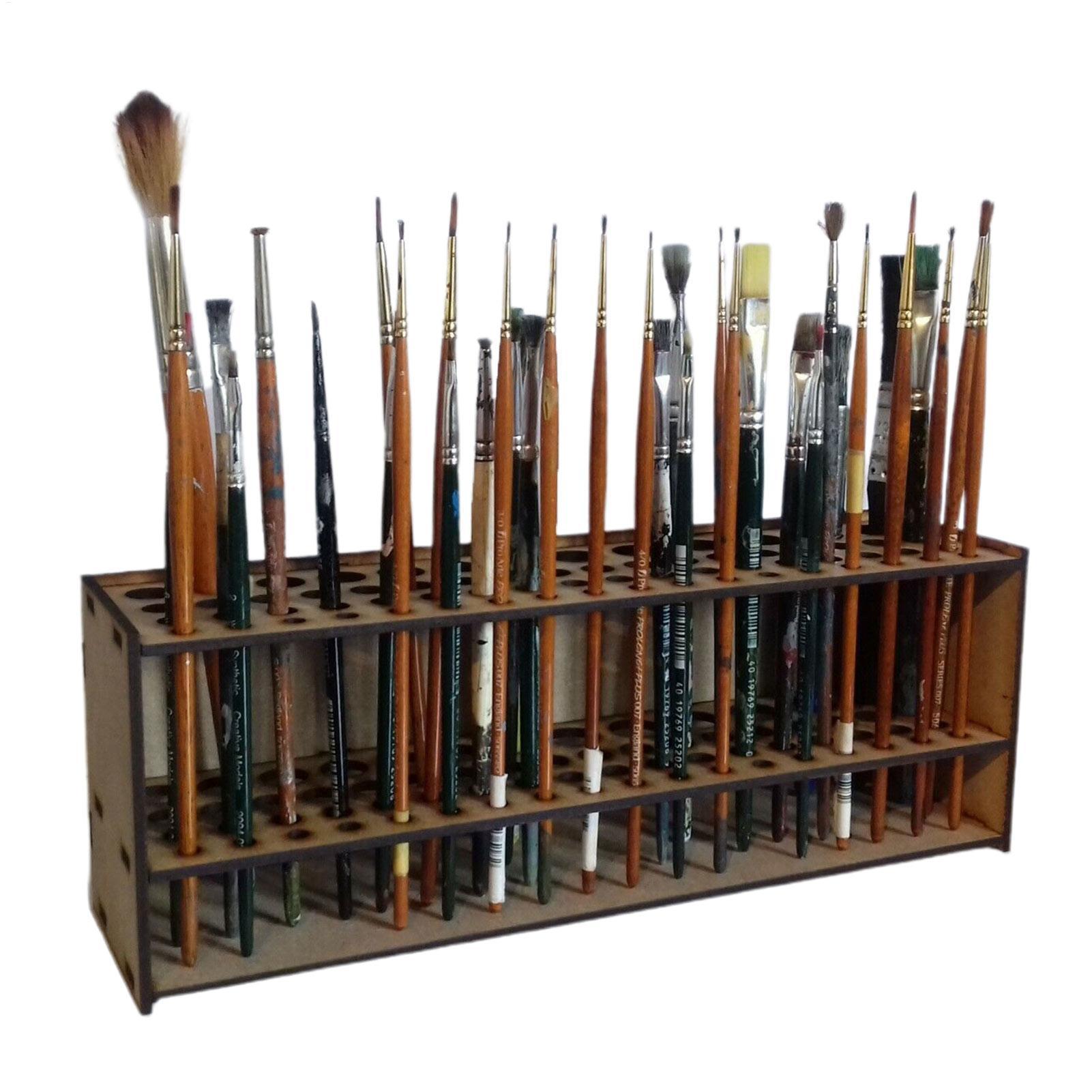 67-Slot Premium Wooden Brush H - Art Craft Organizer ulasan dan harga