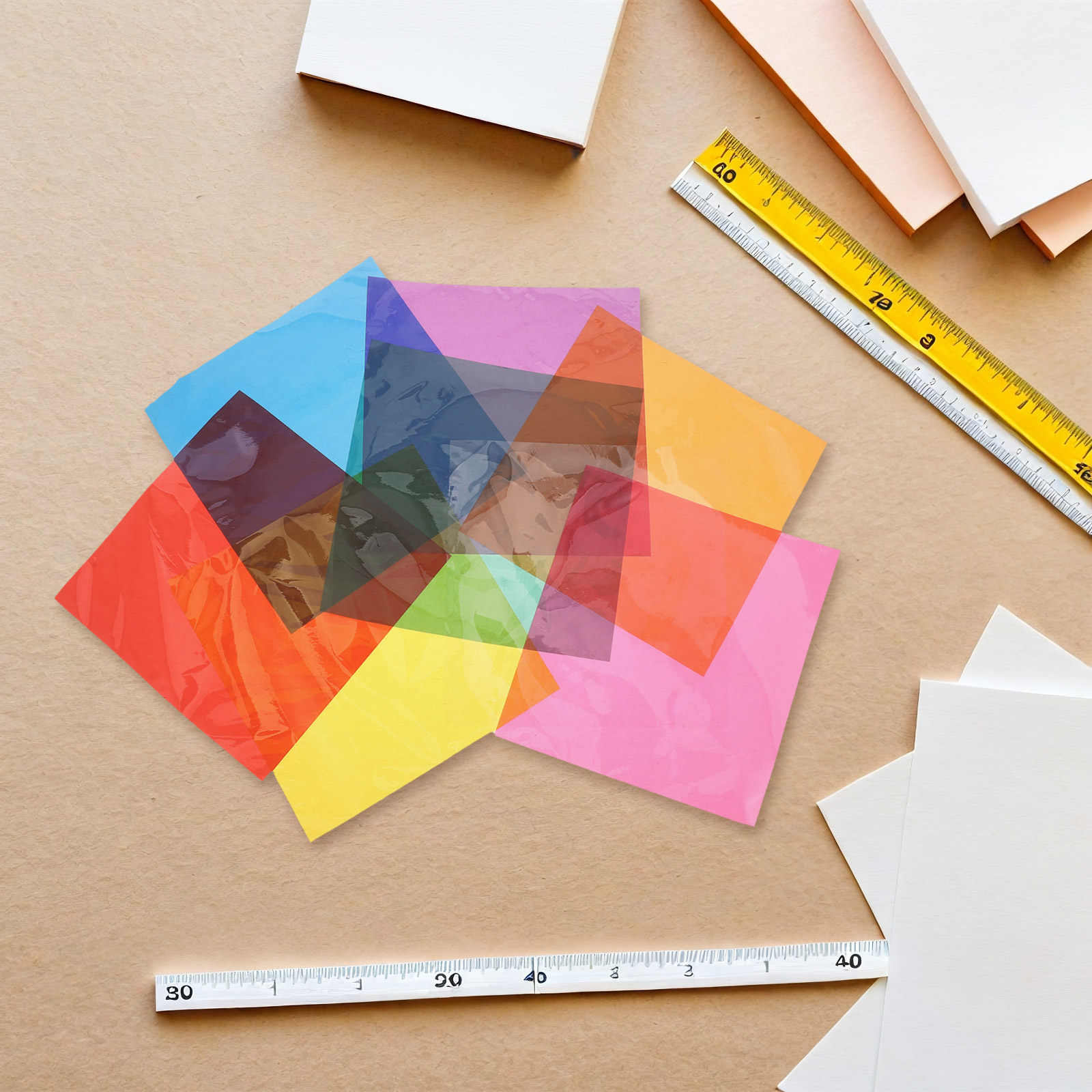 90Pcs Square Colored Cellophan - Art Craft Display ulasan dan harga