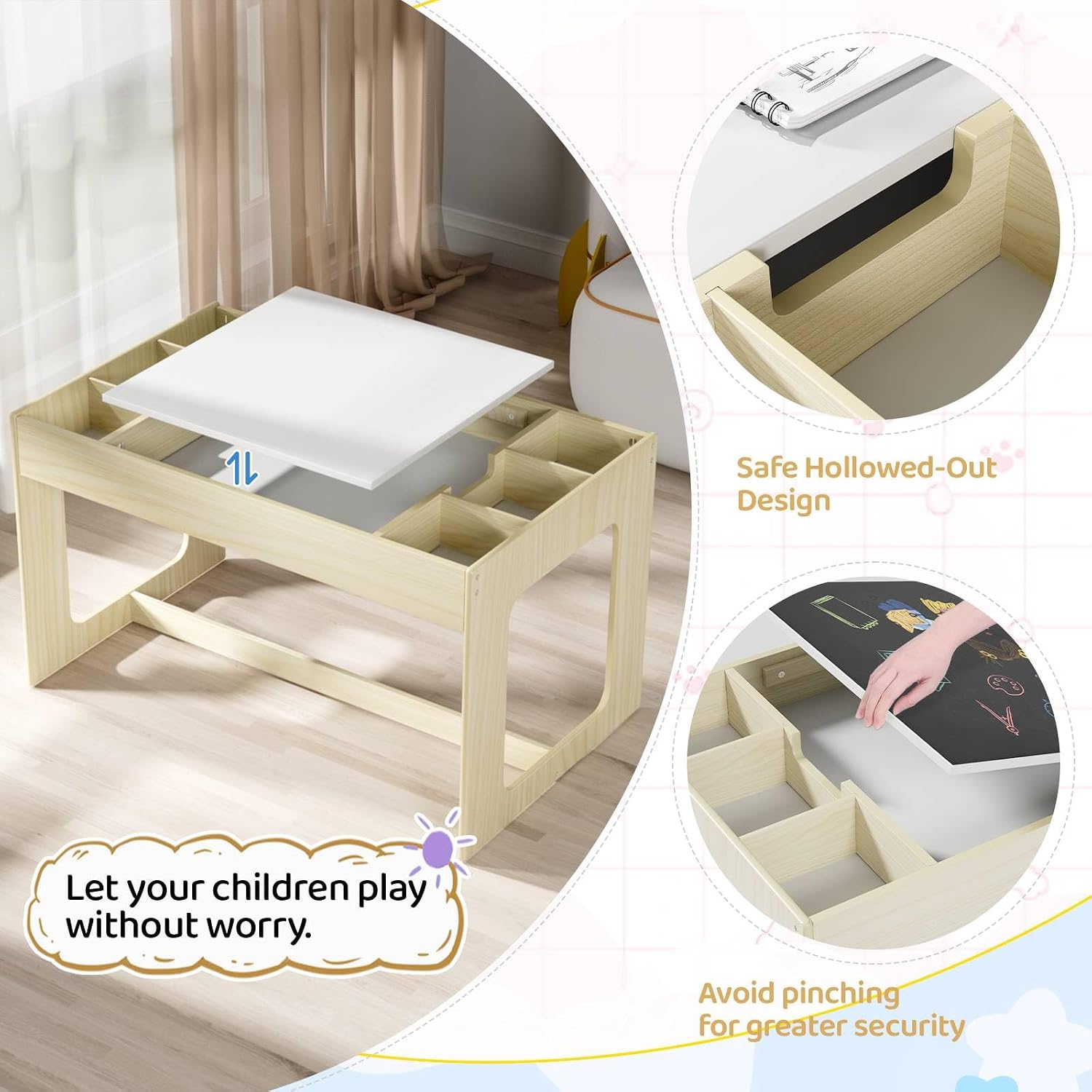 3 in 1 Kids Art Table and Chai - Art And Craft For Nursery ulasan dan harga
