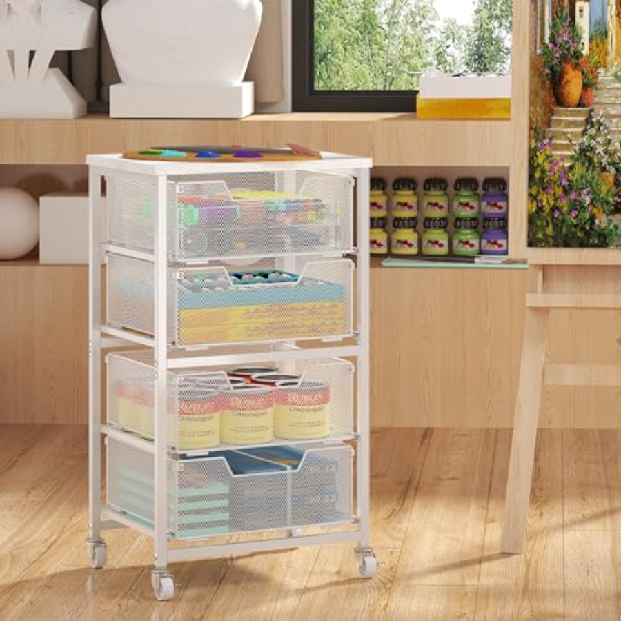 4-Drawer Rolling Storage Cart, - Art Craft Organizer ulasan dan harga