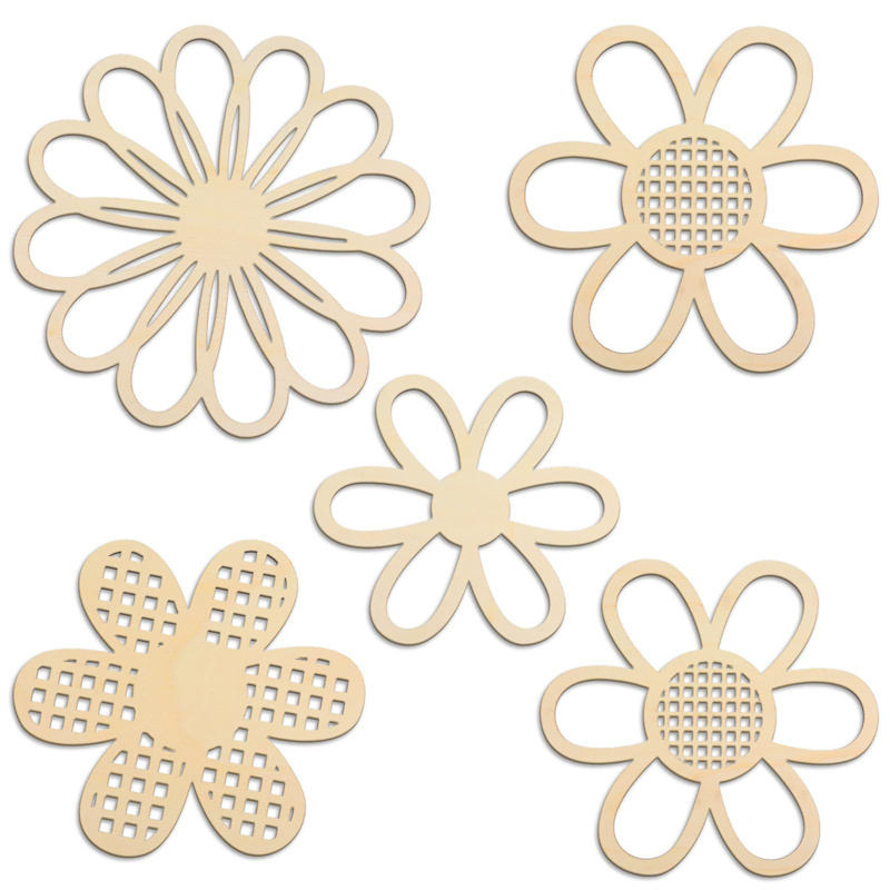 5pcs Wooden Flower Wall Decor  - Art And Craft For Nursery ulasan dan harga