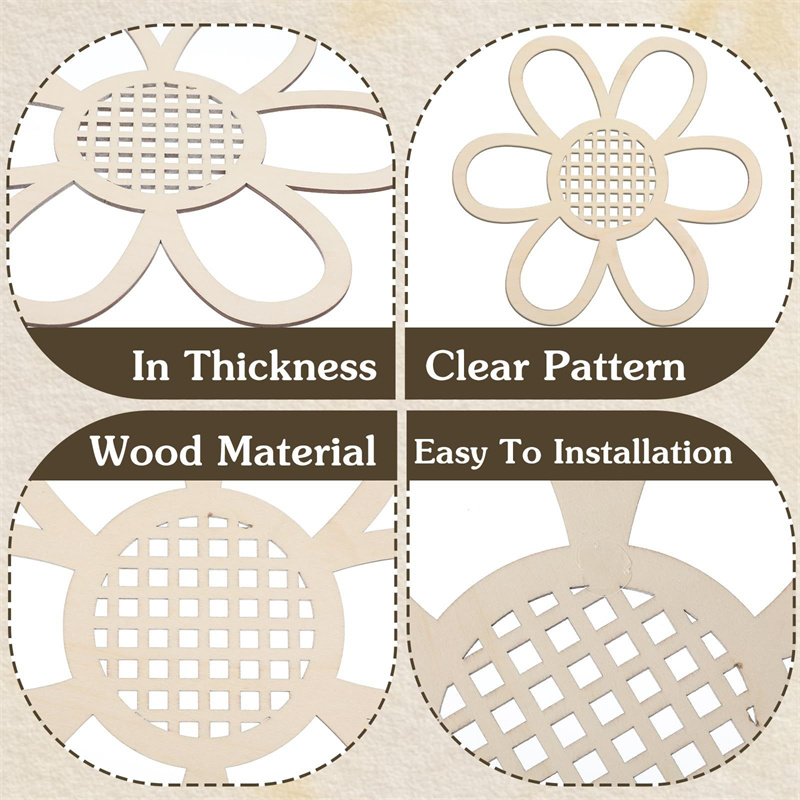 5pcs Wooden Flower Wall Decor  - Art And Craft For Nursery ulasan dan harga
