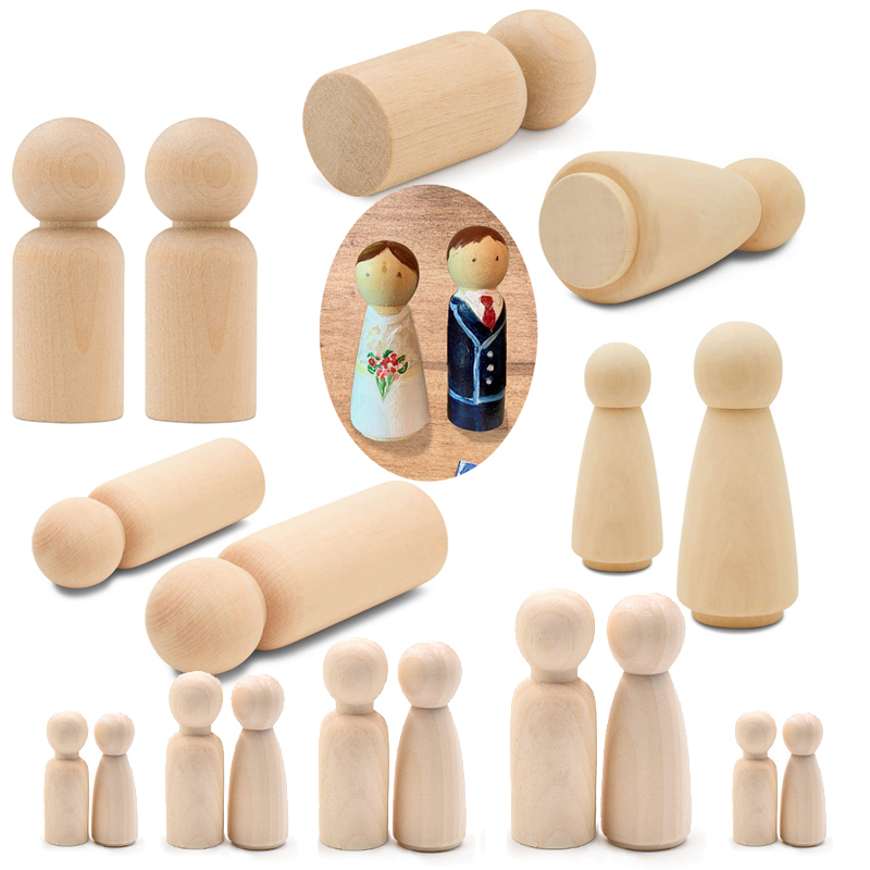 5Pcs Unfinished Wood Peg Dolls - Art And Craft For Nursery ulasan dan harga