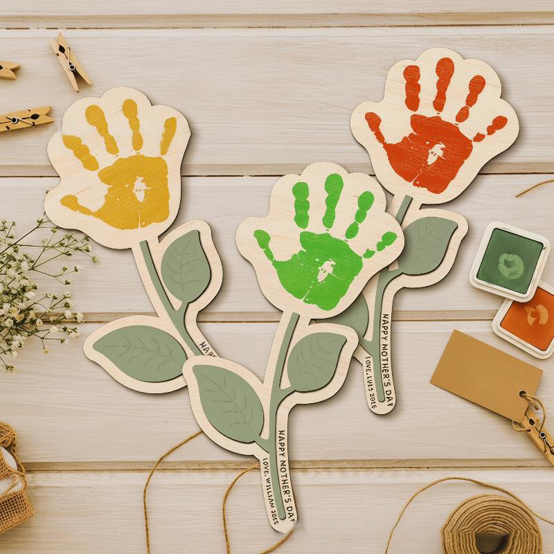 Blank Handprint Wood Flower Pl - Art And Craft For Nursery ulasan dan harga