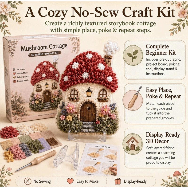 3D Fabric Poke Art Kit Mushroo - Art Craft Display ulasan dan harga
