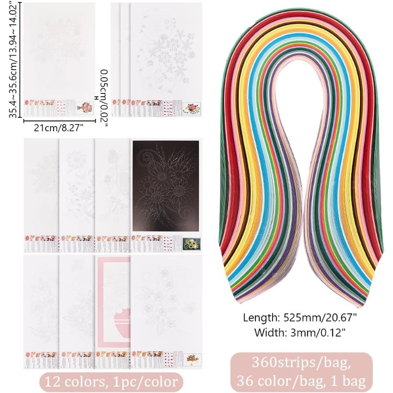 1Set 12 Pcs Quilling Paper Ste - Quilling Paper Strips ulasan dan harga