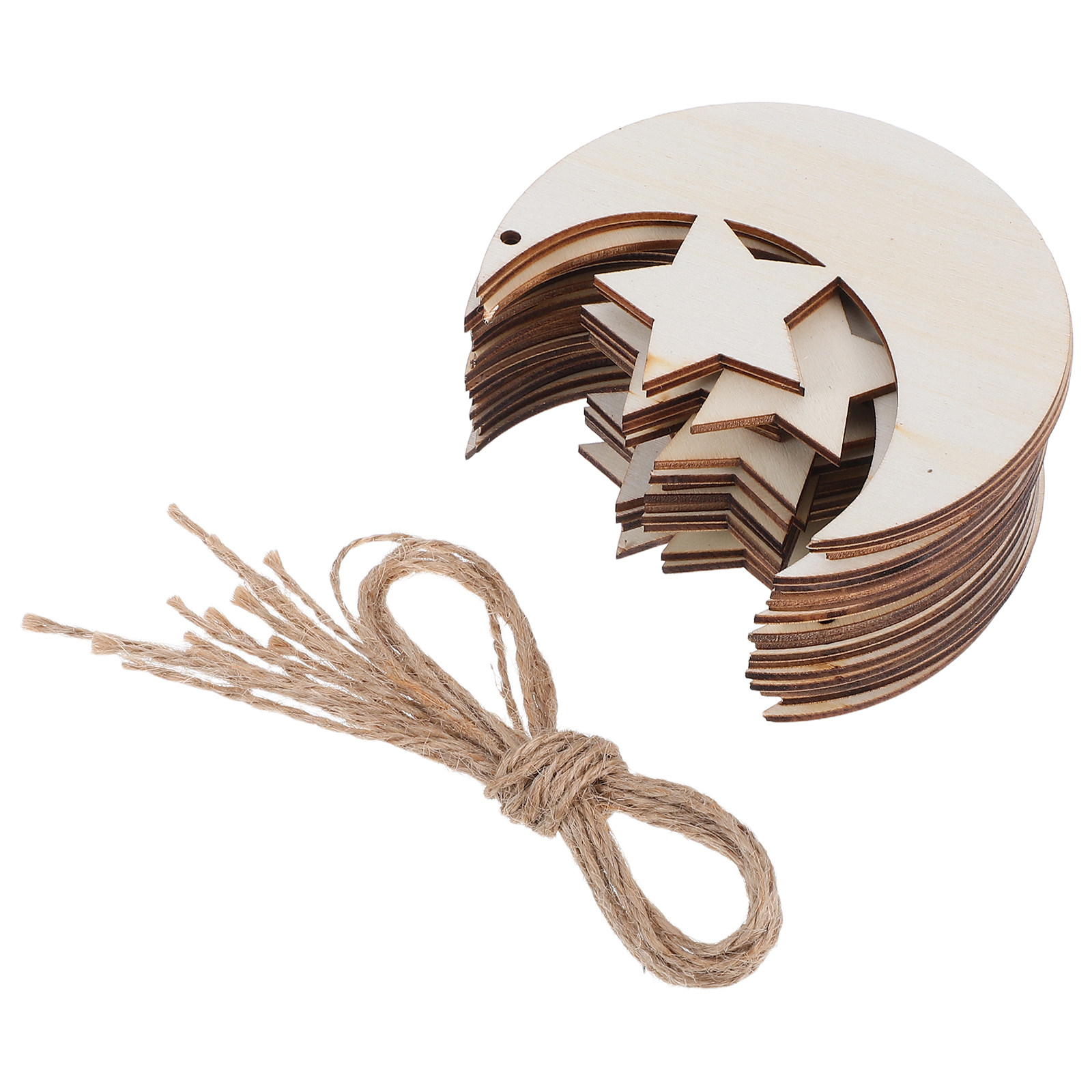 20Pcs Unfinished Wood Moon Sta - Art And Craft For Nursery ulasan dan harga