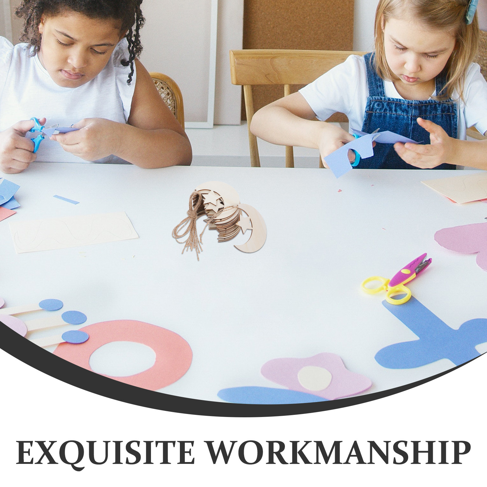 20Pcs Unfinished Wood Moon Sta - Art And Craft For Nursery ulasan dan harga
