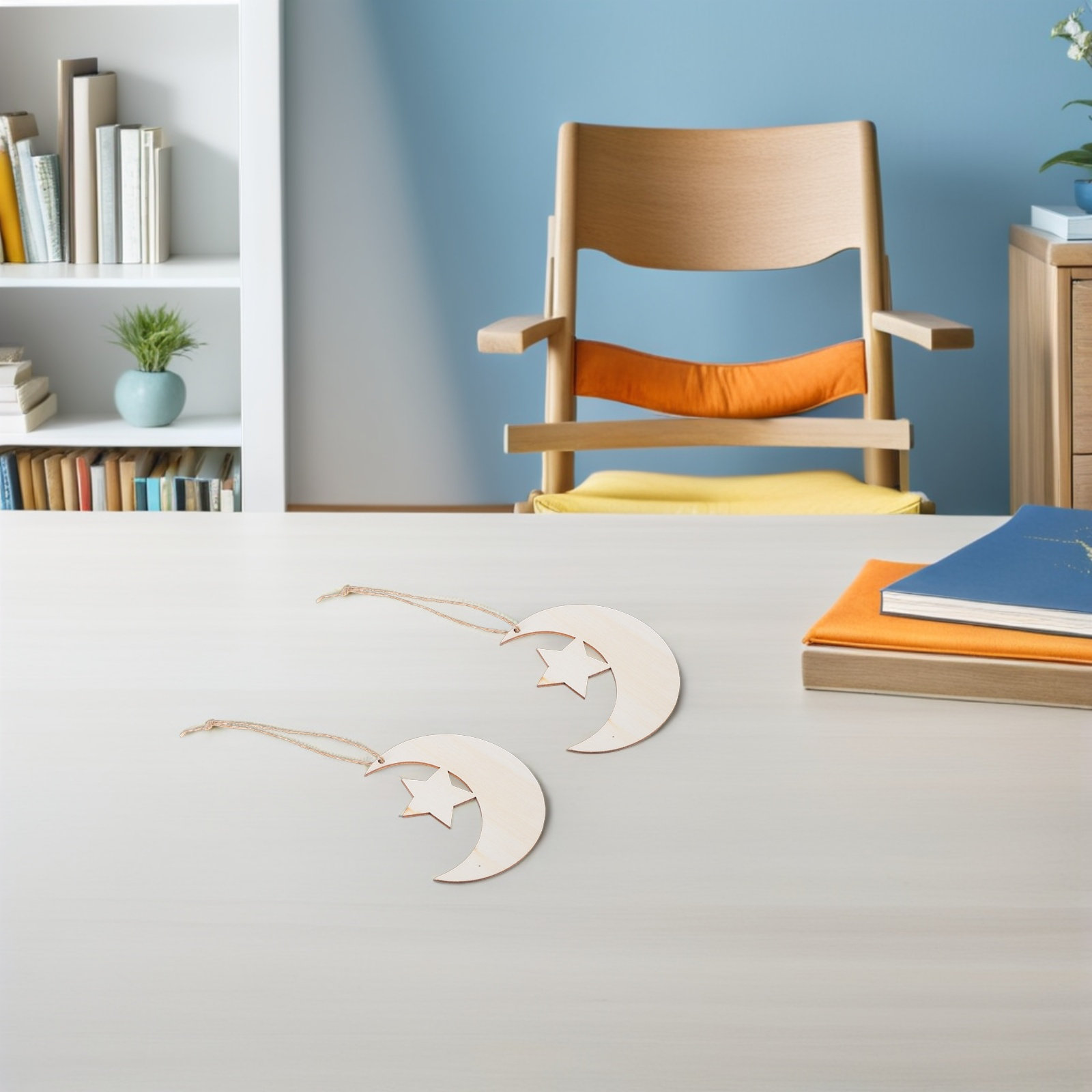20Pcs Unfinished Wood Moon Sta - Art And Craft For Nursery ulasan dan harga