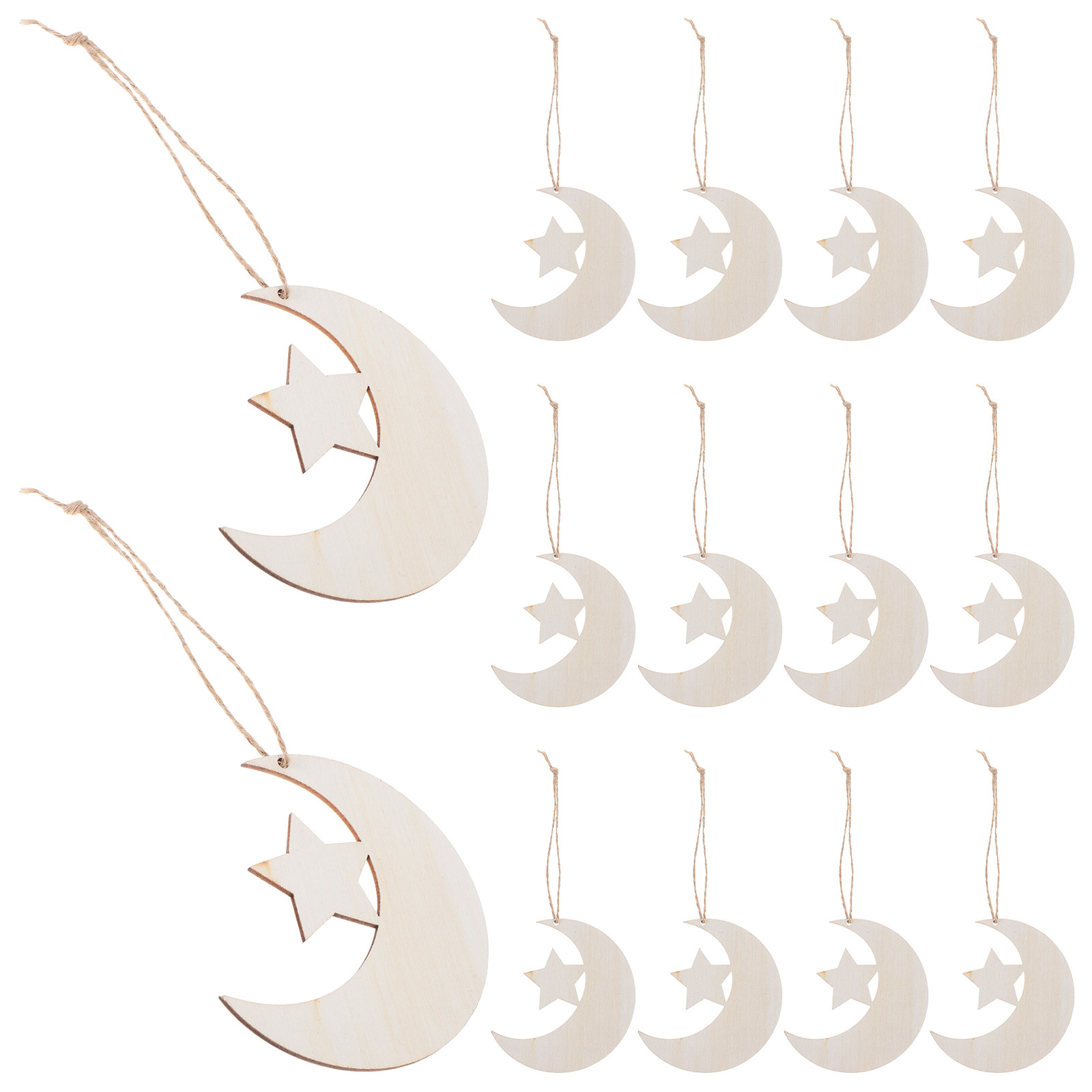 20Pcs Unfinished Wood Moon Sta - Art And Craft For Nursery ulasan dan harga