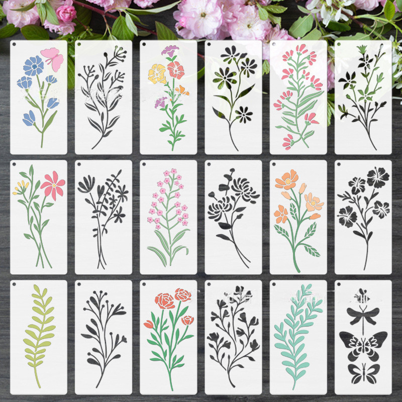 18PCS Geometric Floral Paintin - Art Craft Doodle ulasan dan harga