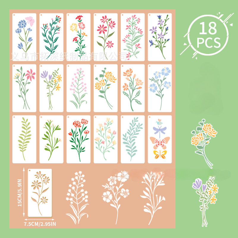 18PCS Geometric Floral Paintin - Art Craft Doodle ulasan dan harga